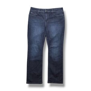 NYDJ Marilyn Straight Jeans Women 12 Petite Lift Tuck Mid Rise USA Stretch Denim